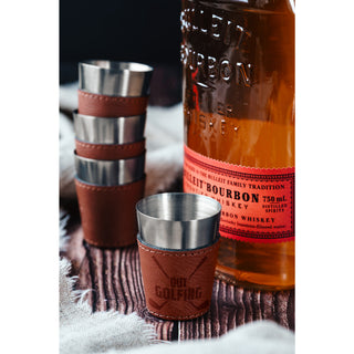 Out Golfing Stainless Shot Glass with Sleeve