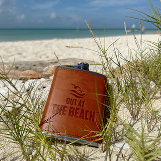 Out at the Beach PU Leather & Stainless Steel 8 oz Flask