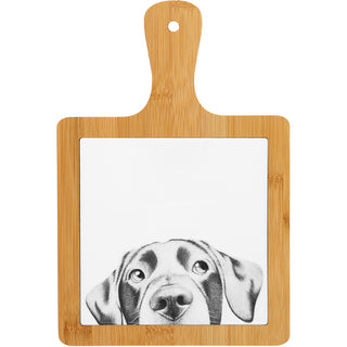 Dog 7.5" Bamboo & Ceramic Tile Trivet
