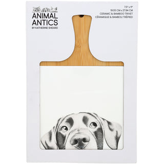 Dog 7.5" Bamboo & Ceramic Tile Trivet