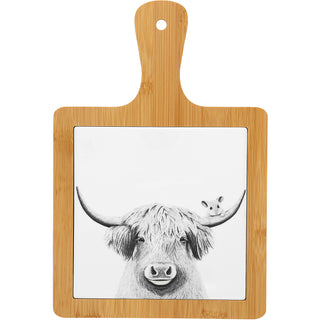 Highland Cow 7.5" Bamboo & Ceramic Tile Trivet