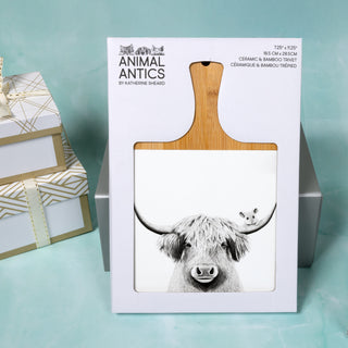 Highland Cow 7.5" Bamboo & Ceramic Tile Trivet