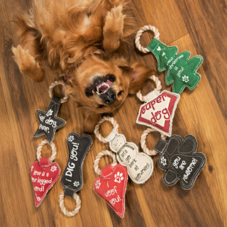 Pawprint 9.5" Canvas Dog Toy on Rope