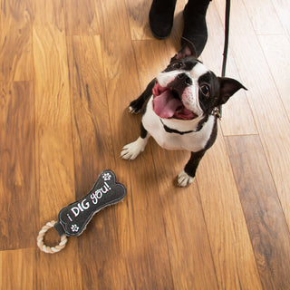 Dog Bone 12" Canvas Dog Toy on Rope