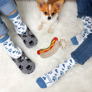 Hot Dog 12.75" Canvas Dog Toy on Rope