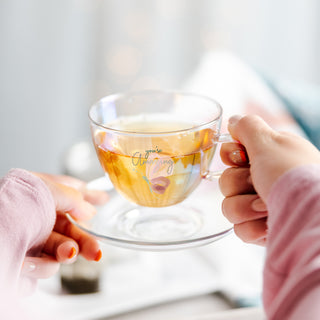 Amazing 7 oz Glass Teacup and Saucer