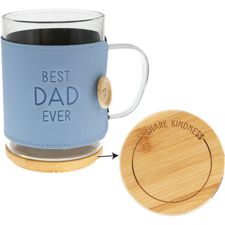 Dad 16 oz Wrapped Glass Mug with Coaster Lid