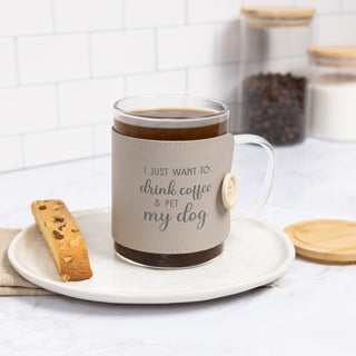 My Dog 16 oz Wrapped Glass Mug with Coaster Lid