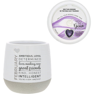 February 11 oz - 100% Soy Wax Reveal Candle with Birthstone Scent: Tranquility
