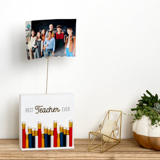 Best Teacher 5" MDF Plaque with Photo Clip