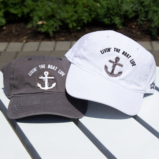 Livin' The Boat Life White Adjustable Hat