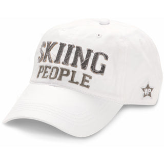 Skiing People White Adjustable Hat
