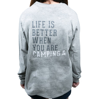Camping People Small Heather Gray Unisex Long Sleeve T-Shirt
