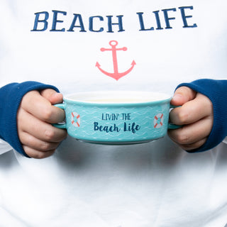 Beach Life 13.5 oz Double-Handled Soup Bowl with Lid