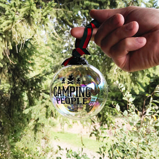 Camping People 4" Iridescent Glass Ornament