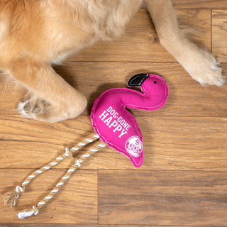Happy 14.75" Canvas Dog Toy on Rope
