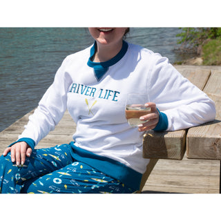 River Life S White Unisex Crewneck Sweatshirt