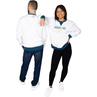 River Life S White Unisex Crewneck Sweatshirt