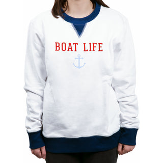 Boat Life S White Unisex Crewneck Sweatshirt