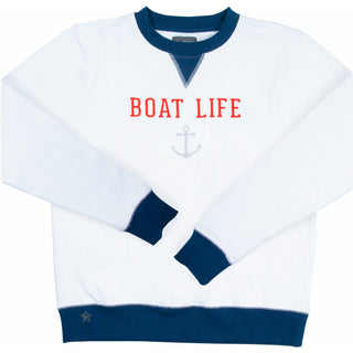 Boat Life S White Unisex Crewneck Sweatshirt