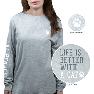 Cat People Medium Heather Gray Unisex Long Sleeve T-Shirt