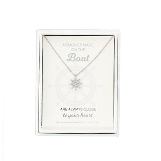Boat Ship's Wheel - 16.5"-18.5" Rhodium Plated Necklace