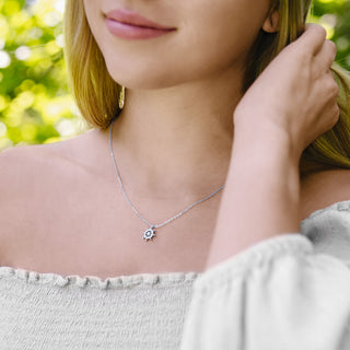 Boat Ship's Wheel - 16.5"-18.5" Rhodium Plated Necklace