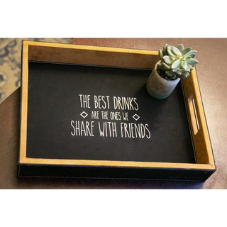Best Drinks 16" x 12" PU Leather Tray