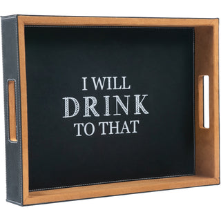 Drink to That 16" x 12" PU Leather Tray