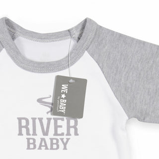 River Baby 6-12 Months 3/4 Length Heather Gray Sleeve Onesie