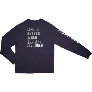 Fishing People Small Navy Unisex Long Sleeve T-Shirt