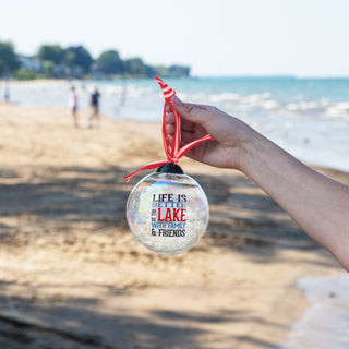 At the Lake 4" Iridescent Glass Ornament