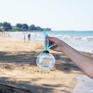 At the Beach 4" Iridescent Glass Ornament