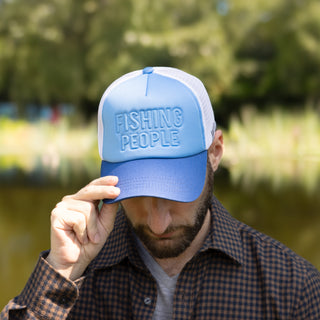 Fishing People Adjustable Cyan Neoprene Mesh Hat