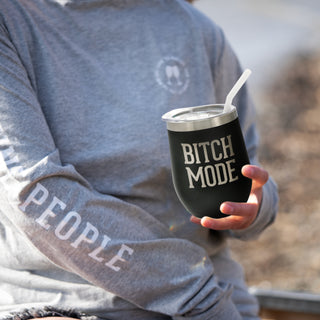 Bitch Mode 12 oz Stemless Travel Tumbler with Straw
