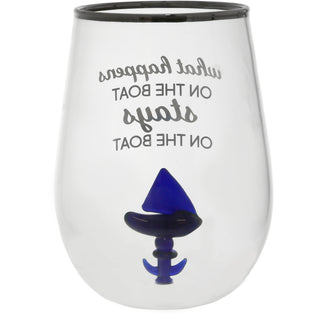 On The Boat Sailboat - 19 oz. Stemless Wine Glass with 3-D Figurine