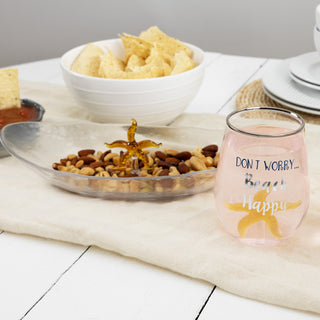 Beach Happy Starfish - 19 oz. Stemless Wine Glass with 3-D Figurine