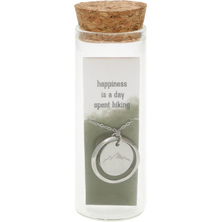 Hiking 16.5" - 18.5" Stainless Steel Engraved Necklace in a Bottle