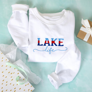 Lake Life S/M White Cotton Blend French Terry Sweatshirt