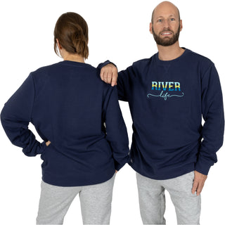 River Life S/M Navy Cotton Blend French Terry Sweatshirt