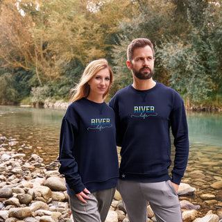 River Life S/M Navy Cotton Blend French Terry Sweatshirt