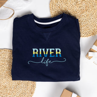 River Life S/M Navy Cotton Blend French Terry Sweatshirt