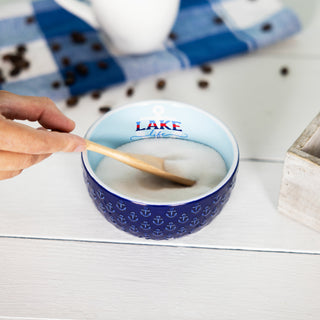 Lake Life 4.5" Ceramic Bowl with Wood Spoon