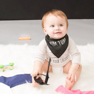 Black Yum Yum Reversible Handkerchief bib