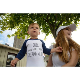 Dude 3/4 Length Navy Sleeve Onesie