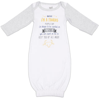 Taurus 0-3 Months Gown with Mitten Cuffs