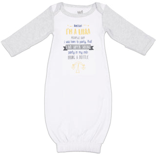 Libra 0-3 Months Gown with Mitten Cuffs