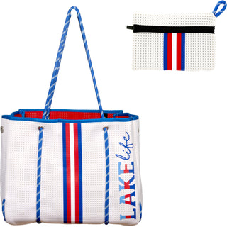 Lake Life Neoprene Tote Bag with Tethered Inner Pouch