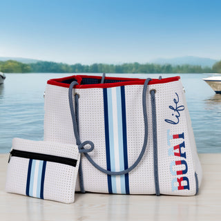 Boat Life Neoprene Tote Bag with Tethered Inner Pouch