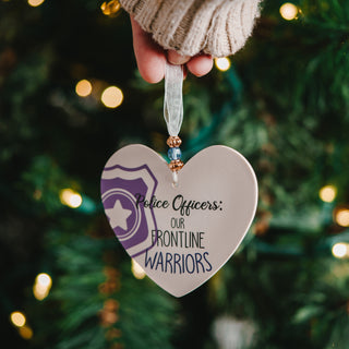 Police Officers 3.5" Heart-Shaped Ornament
